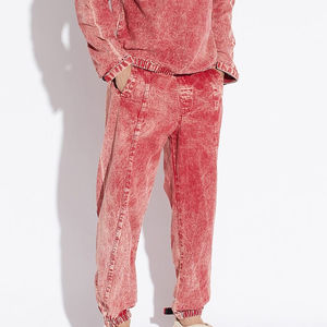 กางเกงจ็อกเกอร์ผู้ชาย พรีเมียม โพลีเอสเตอร์/คอตตอน ระบายอากาศได้ดี เป็นมิตรกับสิ่งแวดล้อม สไตล์ไฮสตรีท ล้างสีแบบแอซิดวอช ผ้าเฟรนช์เทอร์รี่ แคนวาส - Product Image 3