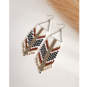 Pendientes de cuentas de semillas de cristal tejidos a mano con aspecto Vintage, joyería de estilo bohemio con borlas largas para mujer - Product Image 4