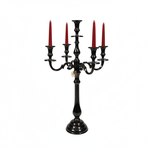 Centro de Mesa Decorativo para Bodas Moderno Hecho a Mano, Candelabro de Metal con Acabado de Lujo, Decoración de Boda de Aluminio Negro - Product Image 1