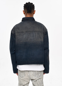 Chaqueta Vaquera Corta para Hombre, Lavada y Personalizada, con Decoración de Botones Cepillados a Mano, Estilo Urbano para Salidas Informales - Product Image 3