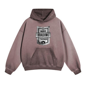 Pakistan Manufacturer Acid Wash Oversize Hoodies For Adult Pullover Drop Shoulder <b>Screen</b> Printing Logo Fleece Hoodie For Winter - Product Image 4