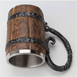 Mug en bois personnalisable, style médiéval, viking, ange, religieux, avec anse, écologique, artisanal, finition polie, pour café, bière, inspiré - Product Image 6