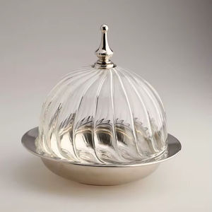 Durable Metal <b>Butter</b> <b>Dish</b> Tray With <b>Glass</b> Lid Ideal For Home Kitchen Dining Table Organization - Product Image 1