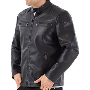 Venta al por mayor de alta calidad de PU Casual Hombres Vintage Chaquetas de cuero OEM de moda de invierno cortavientos Chaquetas de moto de cuero en blanco - Product Image 3