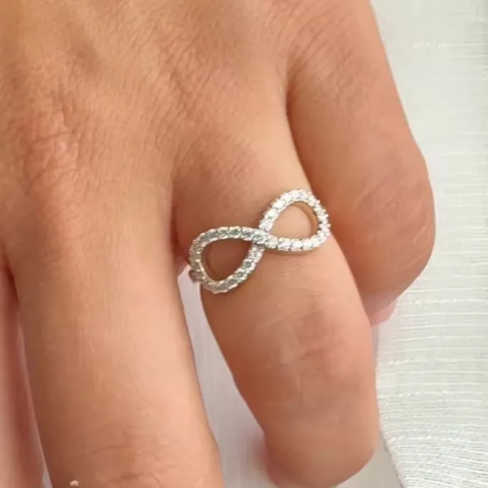Phòng thí nghiệm Grown kim cương Infinity Nhẫn Đạo Đức kim cương Nhẫn Sterling Silver engagement Ring & tùy chỉnh đồ trang sức quà tặng cho cô ấy
