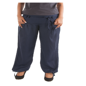 Pantalon en tissu de bambou élégant pour femmes magnifiquement conçu pantalon de ballon ample avec cordon de serrage taille chevilles fermeture de ceinture d'été - Product Image 1