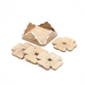 Acacia Wood Heart Shape <b>Coaster</b> <b>Set</b> of 4 <b>with</b> Iron <b>Holder</b> for Coffee Table Decor Housewarming Gift New Home Kitchen Decor - Product Image 4