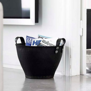 Panier à linge rond plaqué cuivre de qualité supérieure, écologique, en caoutchouc recyclé, avec poignée, pour bois de chauffage - Product Image 4