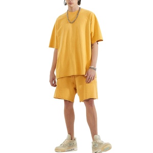 Survêtement d'été jaune unisexe 100% coton, surdimensionné, taille plus, personnalisable, pour homme, MADE BY BS 2027 - Product Image 1