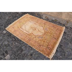 Classique Beige Marron Vintage Turc Laine Tapis 3.5X5.1 pieds Tressé Plat Armure Patchwork Conception Latex pour Salon Tapis - Product Image 3