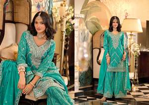 Vente chaude ethnique pakistanaise Salwar costumes avec correspondant Dupatta pour mariage et tenue de fête à des prix abordables - Product Image 5