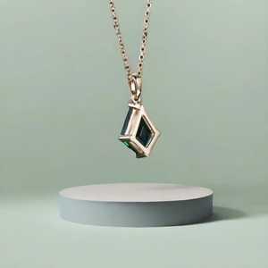 Collar de Esmeralda Verde en Forma de Cometa para Mujer, Gema, Regalo de Aniversario, Regalo para Madre, Colgante de Oro Amarillo de 14k y 18k - Product Image 2