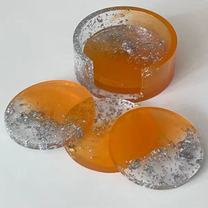 Dessous de verre en résine d'inspiration océanique avec des tapis époxy faits à la main et scintillants dorés, idéaux pour la décoration de la maison côtière et les idées de cadeaux - Product Image 4