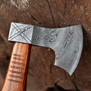 Personalizado hecho a mano de acero de Damasco Tomahawk DIY Industrial mango de madera Funda de cuero directo de fábrica suministro al aire libre caza Camping - Product Image 4