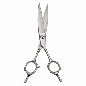 กรรไกรตัดผมสำหรับช่างตัดผม VG10เกรดสูงขัดเงาใบมีดโค้งสำหรับช่างตัดผมร้านเสริมสวยพร้อมที่วางสองนิ้ว - Product Image 2