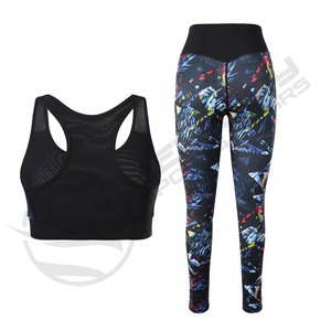 Sujetador deportivo sublimado OEM personalizado con mallas de yoga impresas, conjuntos de yoga funcionales, conjuntos de gimnasio para mujer - Product Image 3