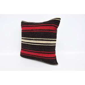 Oreiller Patchwork Kilim en laine marron 16x16 pouces oreiller d'accent décoratif imprimé floral Vintage tissé pour literie sol Portable - Product Image 4