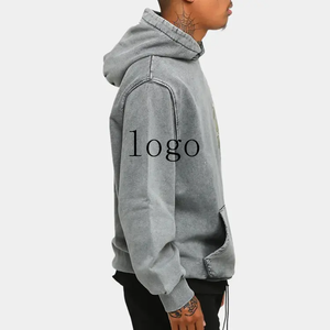 Vente en gros de sweats à capuche 400gsm avec logo personnalisé sweats à capuche délavés à l'acide pour hommes sweats à capuche surdimensionnés vintage en pierre vierge populaire - Product Image 2