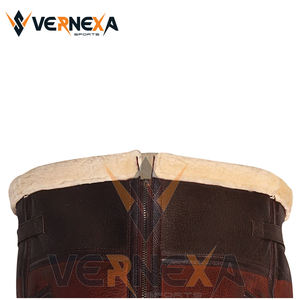 Haute qualité à la mode hiver chaud en peau de mouton gilet fausse fourrure en cuir véritable peau de mouton respirant sans manches toile vêtements d'extérieur - Product Image 5