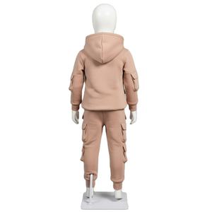Survêtement décontracté personnalisé à capuche en polaire unie, léger, unisexe, pour garçons, deux pièces, streetwear, automne - Product Image 3