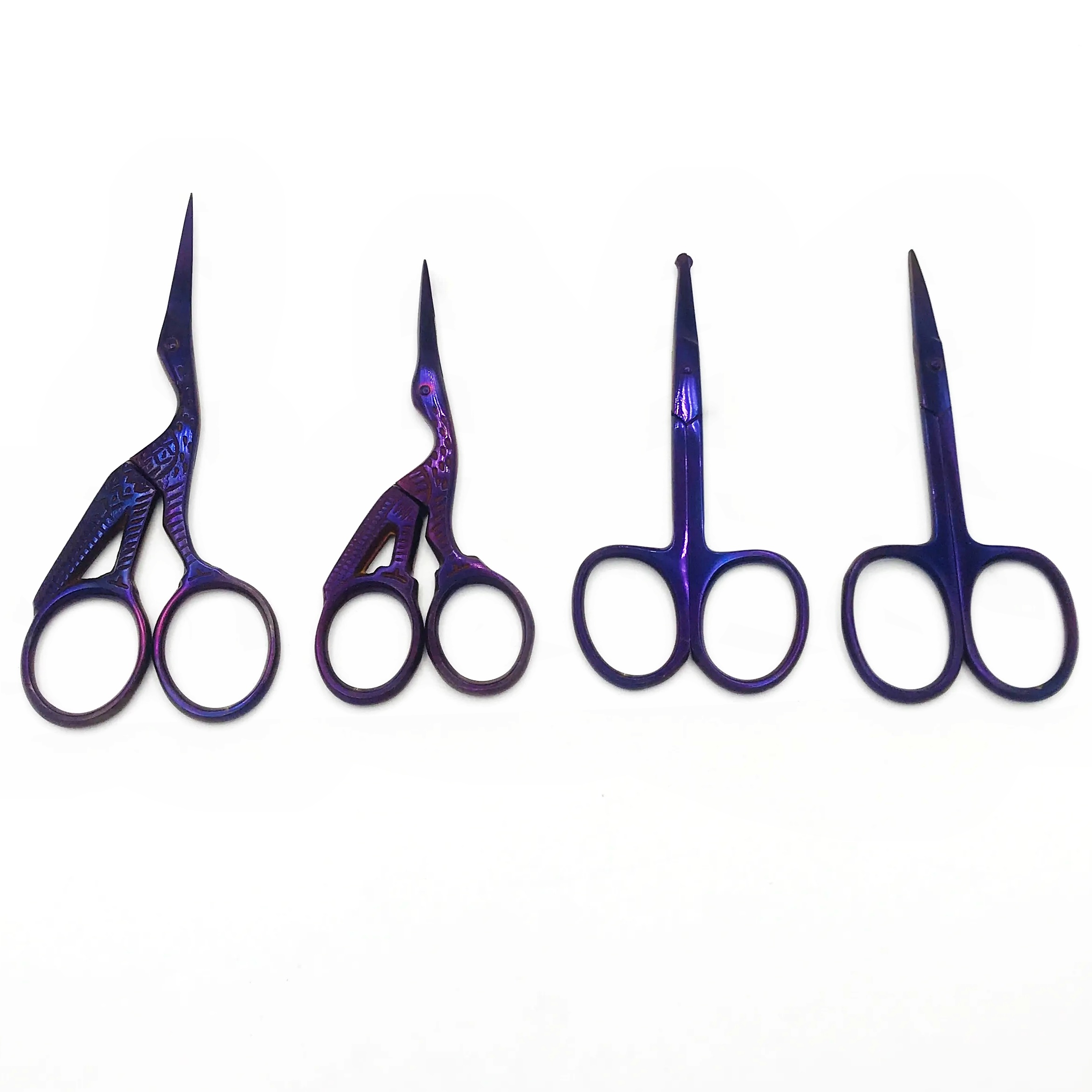 RMI 2025 Stainless Steel Professional Manicure Scissor Curved Blade And Straight Blade 4 Different Style Cuticle Scissors Purple