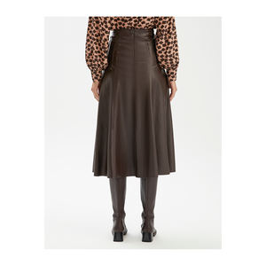 Jupe en similicuir taille haute pour femme avec des détails de couture élégants et sans poche - Product Image 4