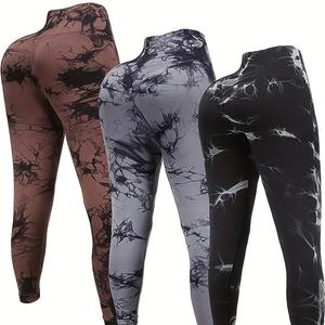 Gran oferta de pantalones de Yoga de cintura alta con tinte de corbata melocotón y cadera, mallas de Yoga transpirables de secado rápido para mujer - Product Image 2