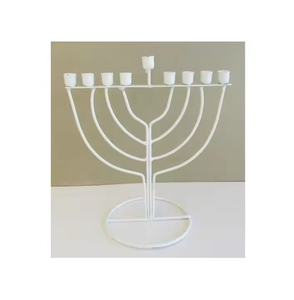 Décoration de maison de mariage écologique en métal faite à la main Éclairage de Noël Hanukah 9 branches Décoration de bougeoir Menorah de haute qualité - Product Image 5