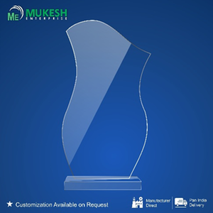 Trofeo Acrílico en Forma de Ola, Acabado Transparente de Cristal, Duradero, Grabado, para Reconocimiento Corporativo, Deportivo y Académico, Mukesh - Product Image 1