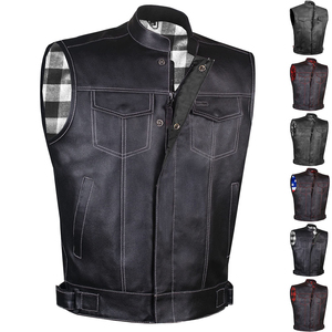 Chaleco de cuero con cuello en V 100% de calidad superior para hombre nuevo estilo al por mayor estilo occidental con decoración de botones montar en moto de invierno - Product Image 1