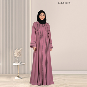 อาบายะผ้าไนลอนจีบแบบเรียบง่ายพร้อมตะเข็บลายซิกแซก สำหรับงานเลี้ยงตอนเย็น ทรงตรง ระบายอากาศได้ดี และเป็นมิตรกับสิ่งแวดล้อม - Product Image 1