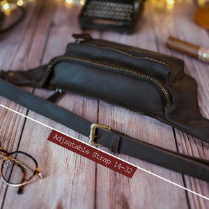 Compre una Bolsa de Pecho de Cuero Genuino Hecha a Mano, Personalizable, de Diseño, en Color Marrón, para Hombres y Mujeres - Product Image 6