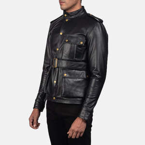 Chaqueta de Cuero Vacuno Genuino Germain en Negro, Reversible y con Cierre, Impermeable y Bordada, Tallas de la XS a la 6XL - Product Image 2