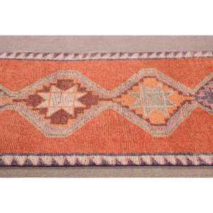 Tapis turc, tapis de couloir 3x11,8 pieds, tapis vintage en laine à rayures orange - Product Image 4