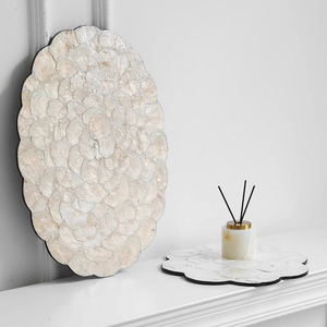 Bandeja con incrustaciones florales hechas a mano, bandeja redonda de concha de nácar para exhibición de mesa de lujo, decoración de hotel y regalos Premium - Product Image 3