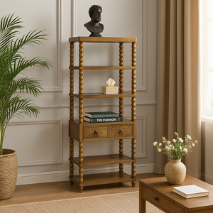 Listo para enviar Estantería de madera maciza de cinco niveles Elegante Seine Etagere Muebles para el hogar Múltiples tamaños disponibles - Product Image 1