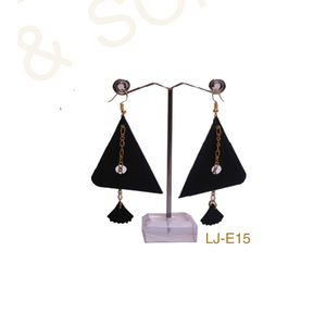 Pendientes colgantes de cuero de Color negro de estilo creativo para mujer accesorios pendientes de tuerca de cuero PSDS - Product Image 3
