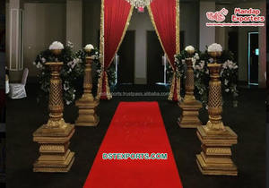 Piliers modernes en fibre pour la décoration d'allée de mariage Dernières décorations de passerelle pour les mariages sri-lankais Décorations de passerelle d'événement - Product Image 4