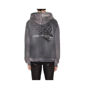 Sweat à capuche balaclava zippé intégral en molleton bouclette double couche, délavé à l'acide, avec logo brodé - Product Image 2