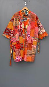 Multicolor Silk Patchwork Handmade Kantha <b>Jacket</b> Unique Kantha Robe for Winter Indian Patchwork <b>Kimono</b> <b>Jacket</b> at Factory Price - Product Image 2