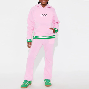 Jersey suave transpirable de alta calidad con capucha y pantalón acampanado/conjunto de chándal para niños, chándales a juego de último diseño para niños - Product Image 1