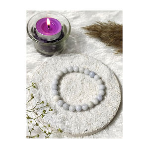 Manufactured in India Healing and Meditation Use Best Quality Polished Blue Celestite Round <b>Beads</b> <b>Bracelets</b> at Competitive Price - Product Image 1