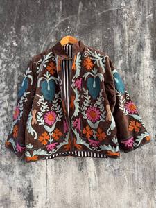 เสื้อแจ็คเก็ตปักลายซูซานีกำมะหยี่สำหรับผู้หญิง – เสื้อคลุมลายดอกไม้สไตล์วินเทจแบบชาติพันธุ์ - Product Image 5