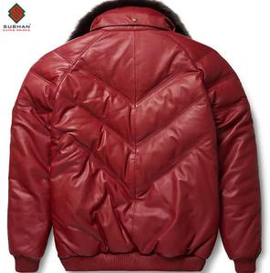 Men's <b>Synthetic</b> <b>Leather</b> Casual Winter V-Bomber Jacket | Solid | Zipper | Wool Lining | High Quality <b>Leather</b> | Classic Durable - Product Image 6
