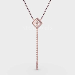 Stonewels Cube Diamond Mangalsutra Colgante Lindo Trendy Gold Black Beaded Modern Cube-Shaped Diamond Bodas Aniversarios - Product Image 6