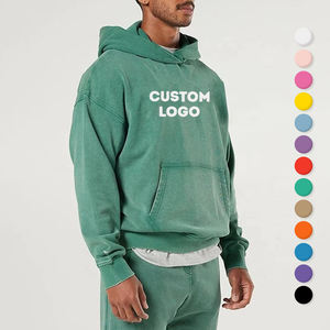Streetwear surdimensionné pour hommes, pull à capuche délavé à l'acide avec logo personnalisé, bouffée de luxe lourde imprimée - Product Image 1