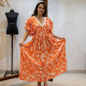 Robe décontractée en coton pour femmes 100% tissée confortable et respirante avec fermeture à cordon pour toutes les saisons - Product Image 1