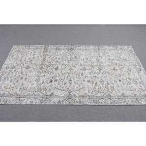 พรมตุรกี ขนาด 3.7x6.6 ฟุต สีเทา-น้ำเงิน ลายดอกไม้ ทำจากขนสัตว์ วินเทจ - Product Image 3