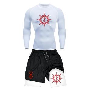 2025 conjuntos de camisetas transpirables personalizadas 100% algodón 2 en 1 Conjunto de camisa de pantalones cortos de rendimiento nuevo conjunto de pantalones cortos estampados con estilo para hombres - Product Image 6