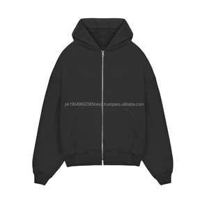 Sudadera con capucha de gran tamaño con logotipo 3D de espuma y cremallera completa de peso pesado personalizada para hombre - Product Image 1